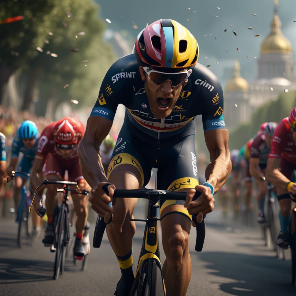Tour de France Sprint Finish: Detailed Fantasy Art