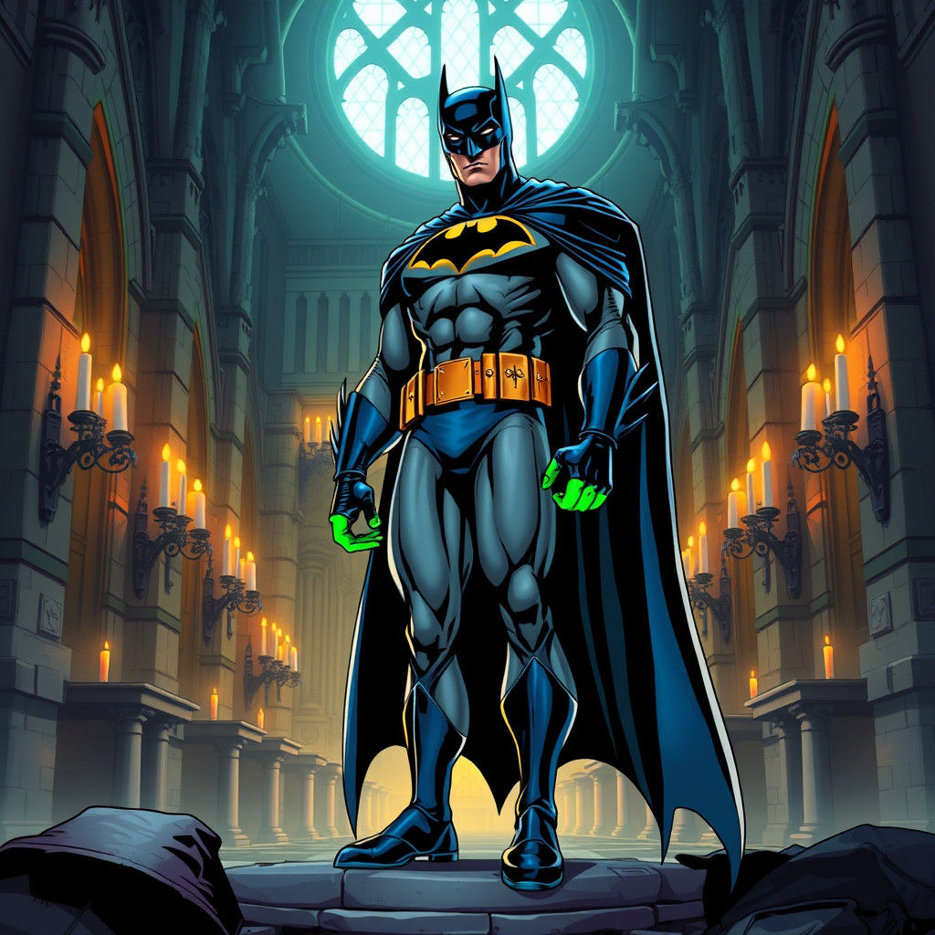 Batman in a Candlelit Castle, Comic Book Art