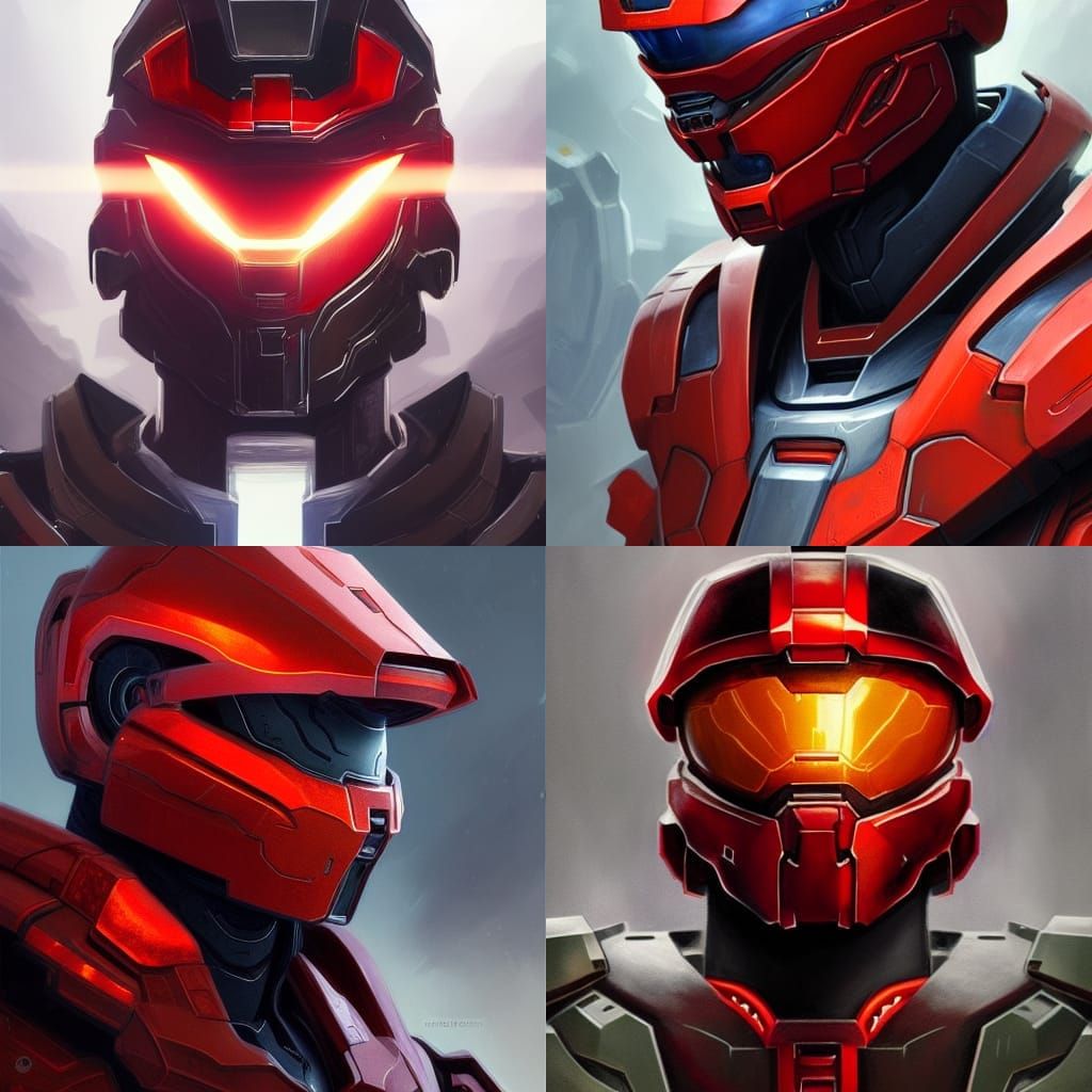 Halo Spartan in Black Armor with Red Visor