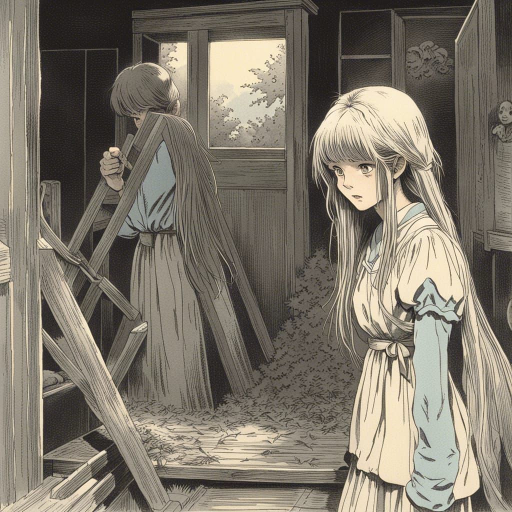 Manga Horror School Girls in Gustave Doré Style