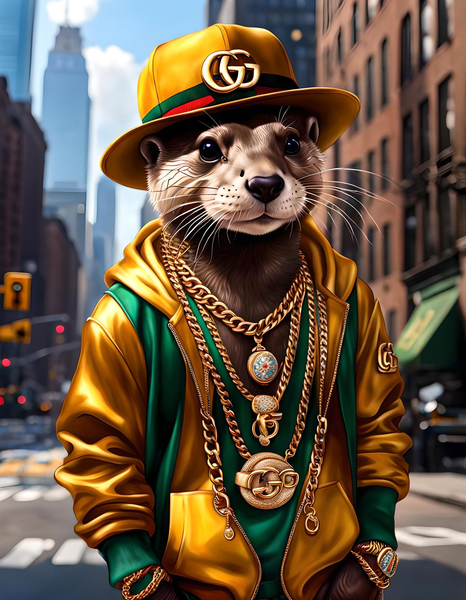 Hip-Hop Otter Rapper in NYC Streetwear