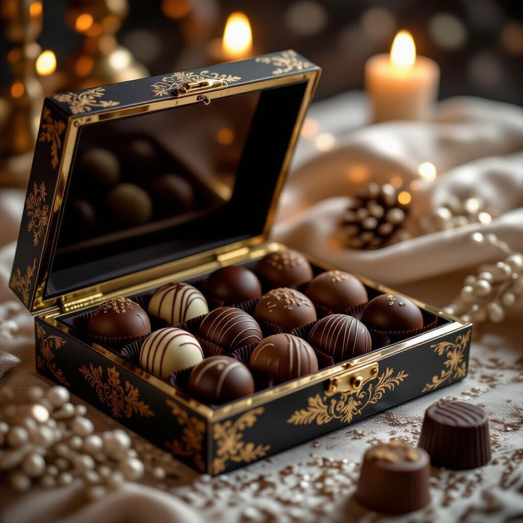 Belgian Chocolates in Ornate Box - Dark Fantasy Cinematic St...
