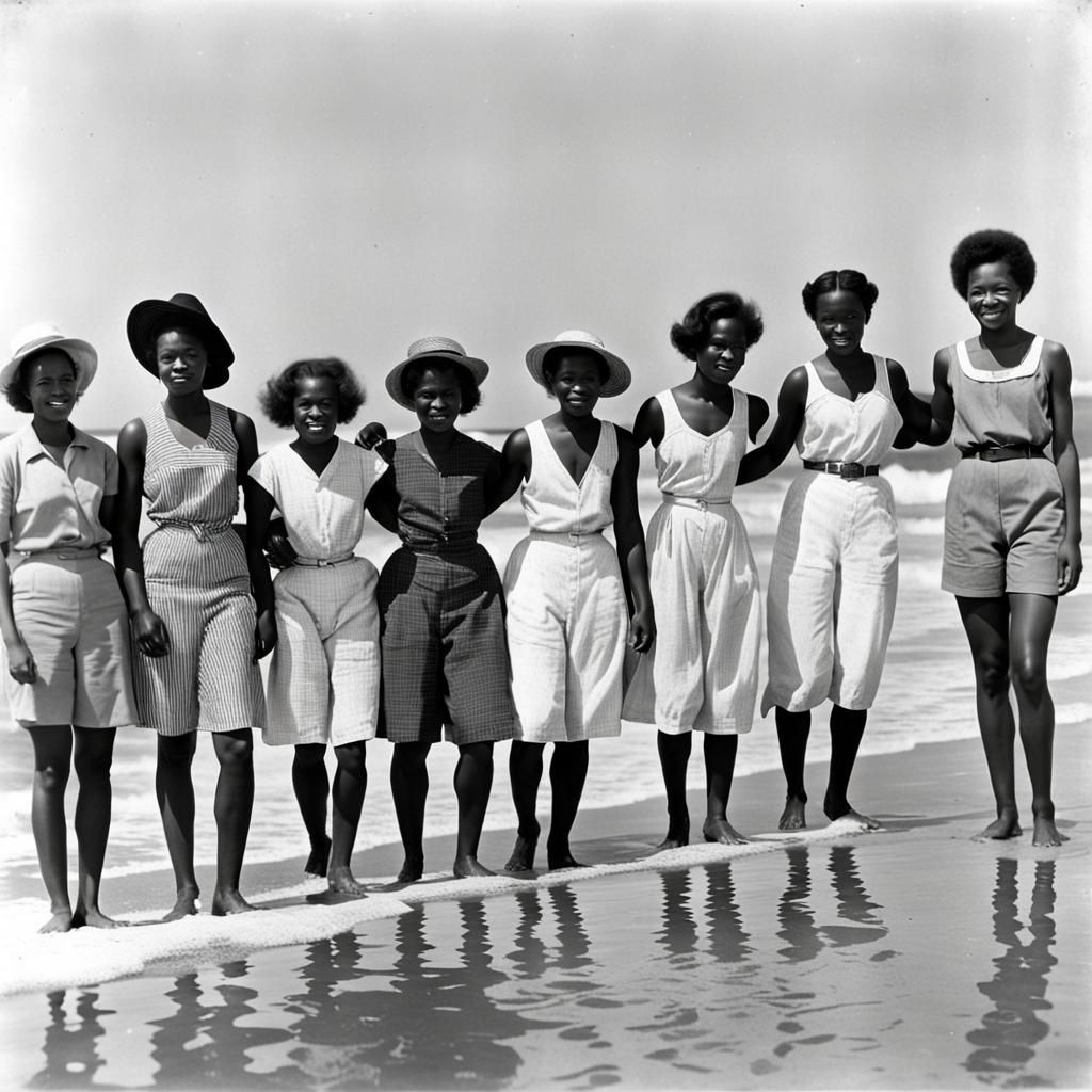 Vintage Photograph of African American Women at the Beach