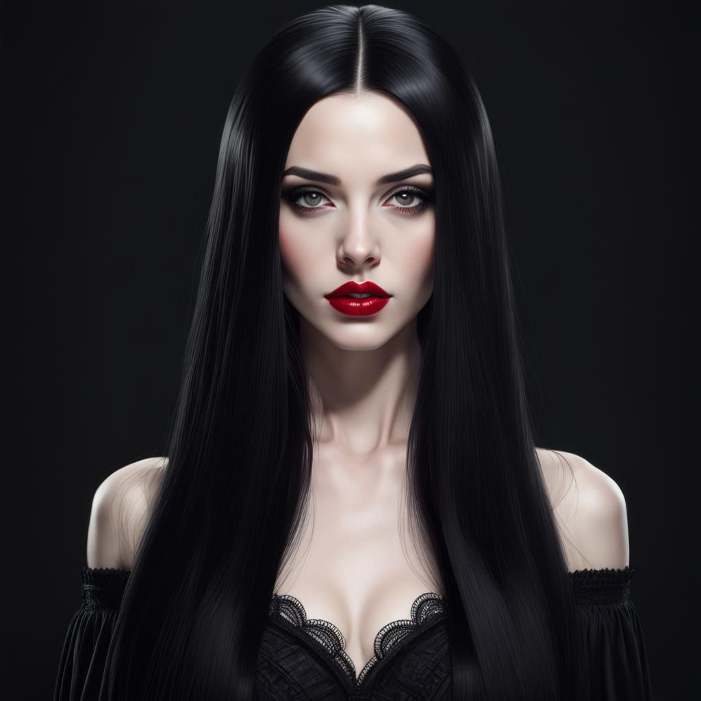 Gothic Beauty: Hyperrealistic Portrait of a Pale Woman