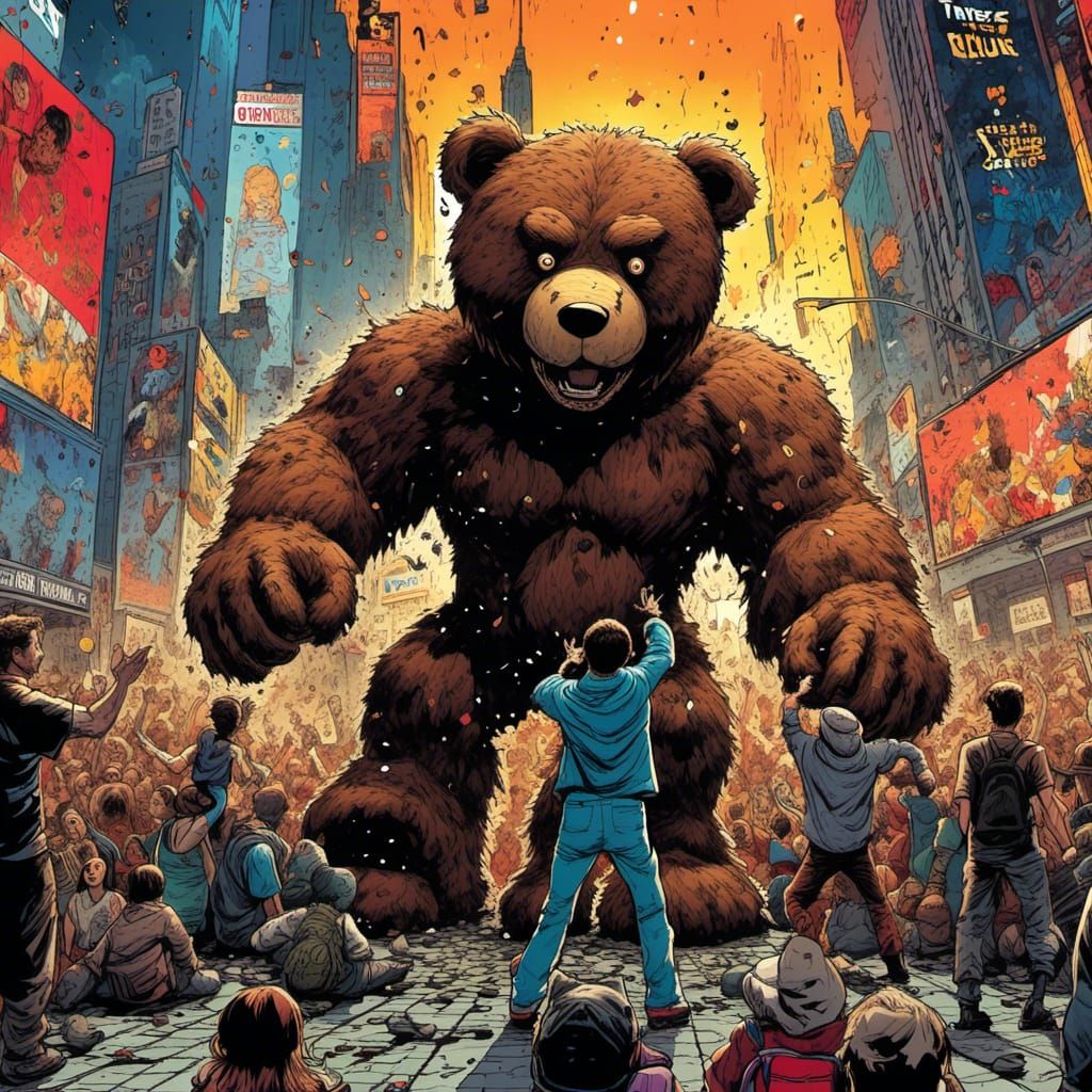 Giant Teddy Bear Rampage in Times Square