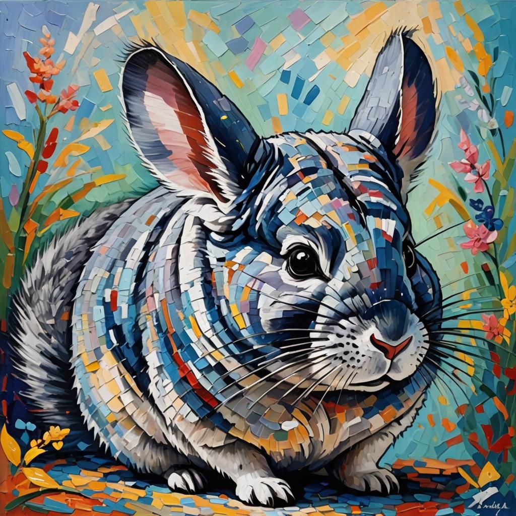 Chinchilla in Neo-Impressionist Expressionist Style