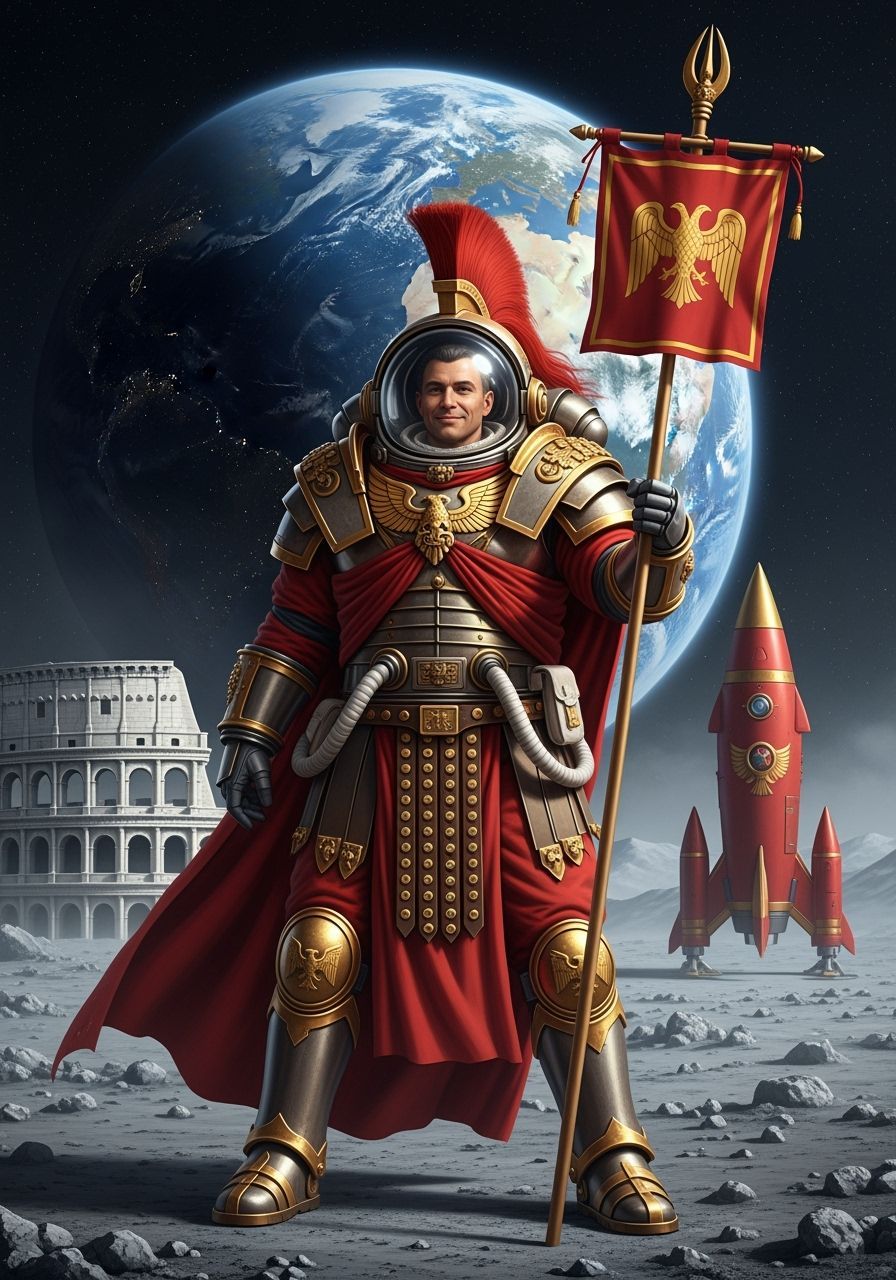 Roman Astronaut on the Moon in Warhammer 40k Style