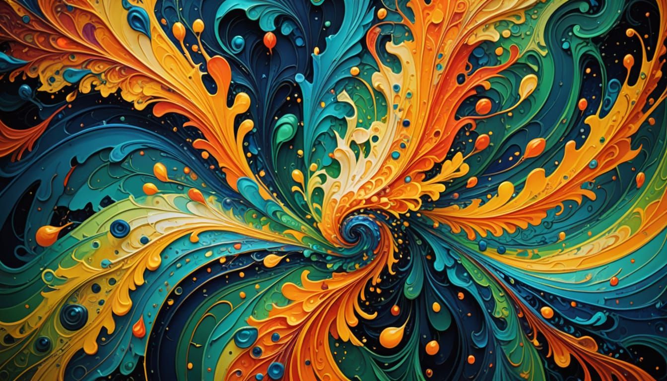 Vibrant Digital Art in Abstract Expressionism Style