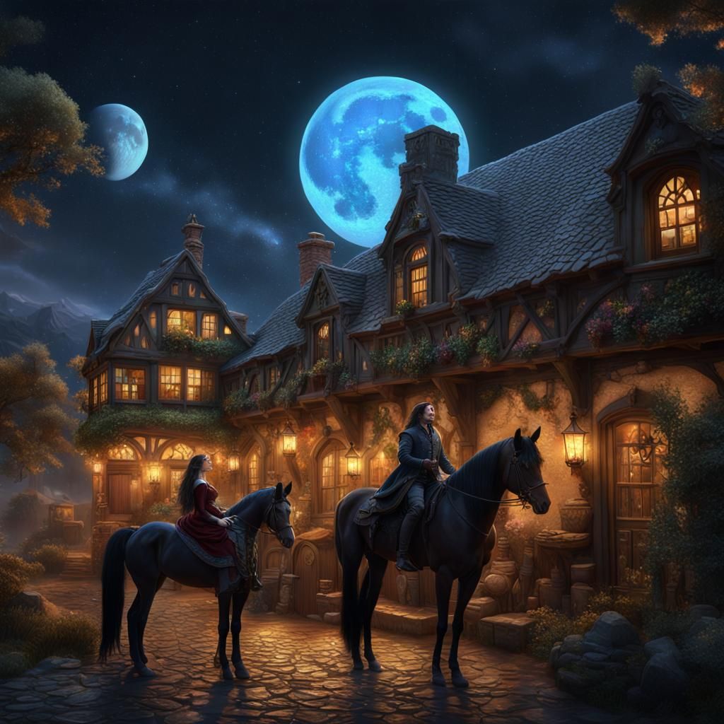 Tavern Meeting Under a Starry Sky