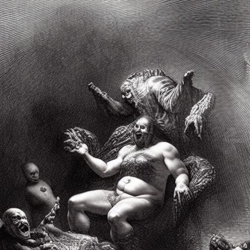 Horrific Demon Feeding: A Gothic Horror Scene