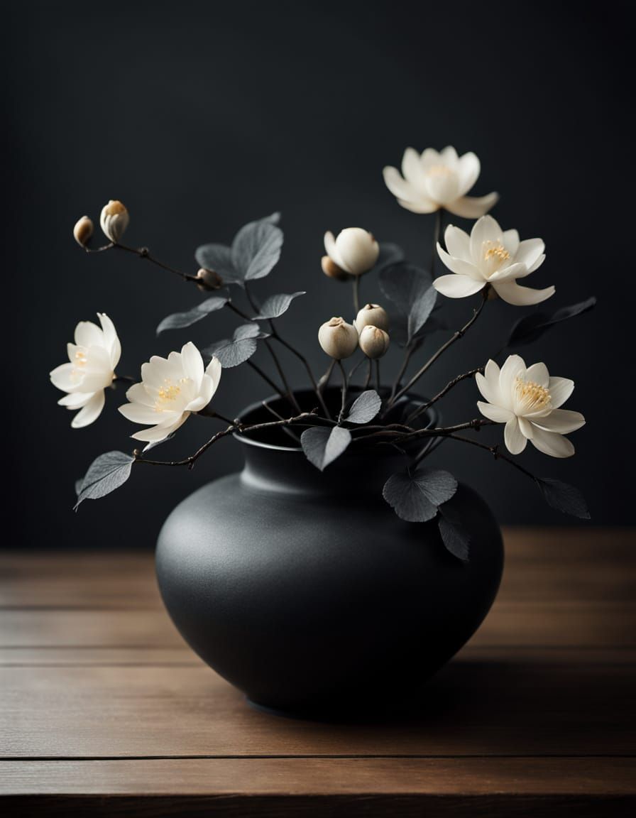 Delicate Textiles in Soft Focus, Wabi-Sabi Ikebana Mezzotint