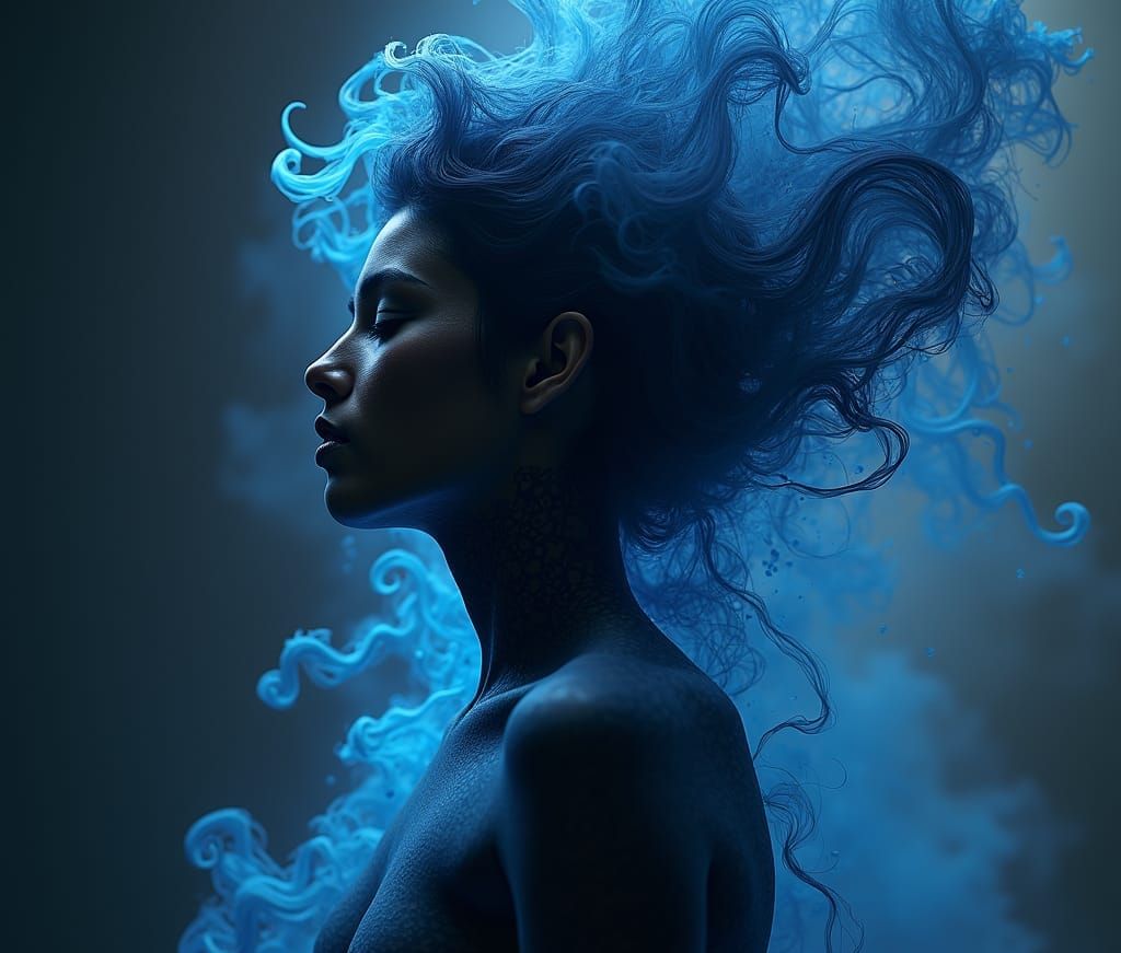 Nebula Ink Woman: Detailed Fantasy Art