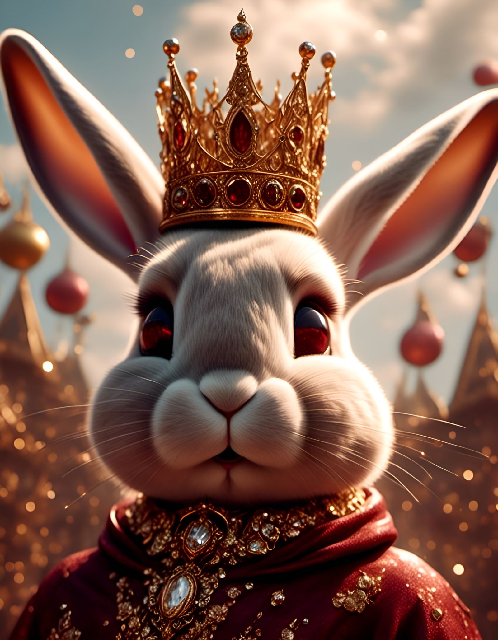 Bunny Holding Crown in the Sky