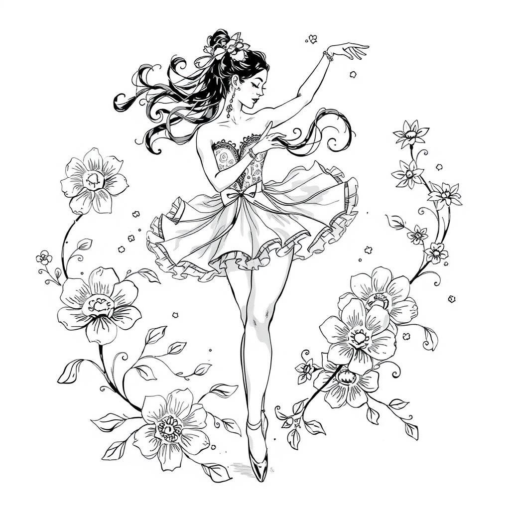 Ballerina in Ink, Art Nouveau Style