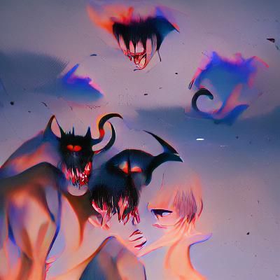 Demons in Hellish Landscape: Dark Fantasy Art