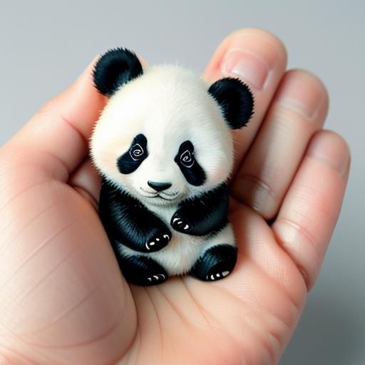 Tiny Panda in Hand: Macro Watercolor Photography