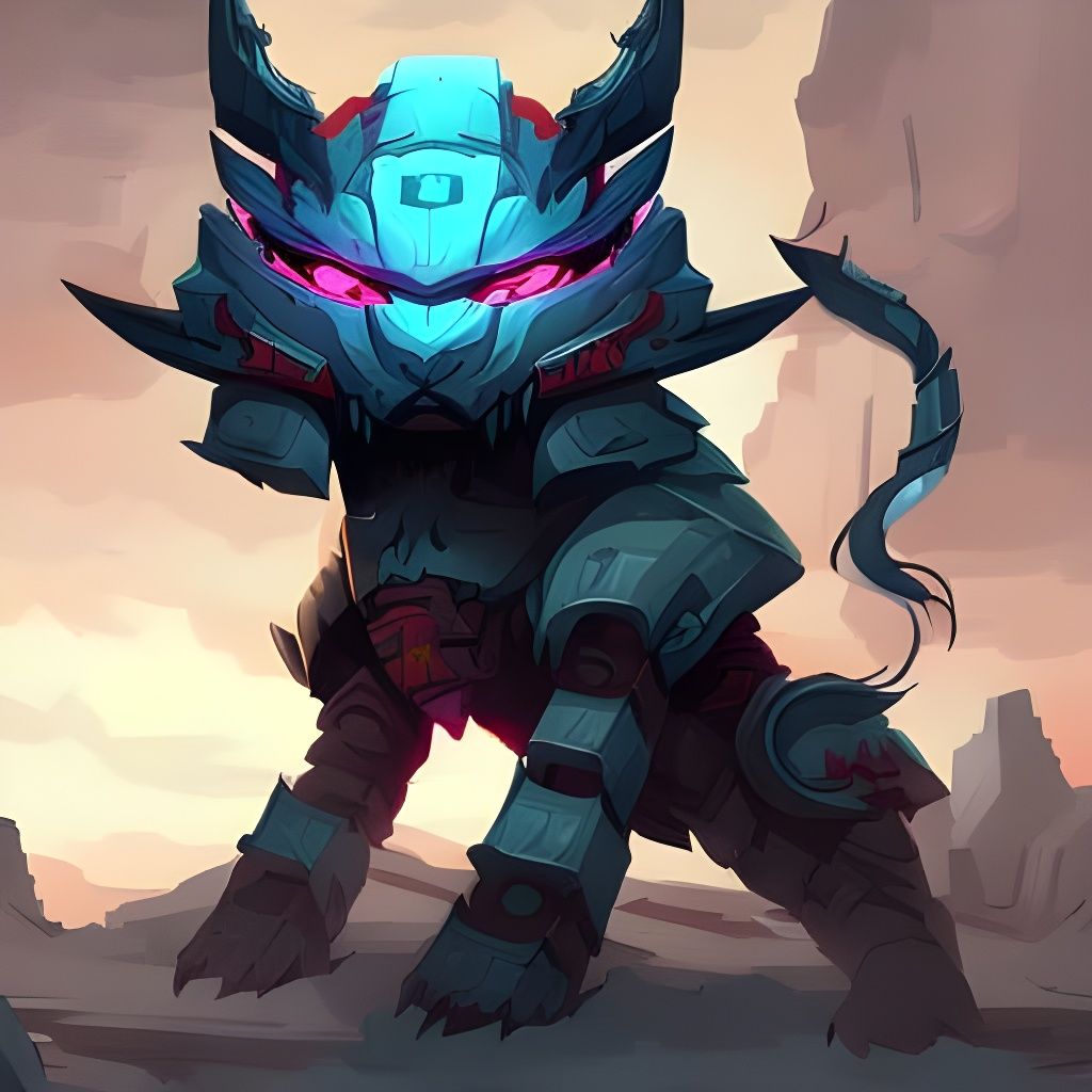 Chibi Chinese Mech Tiger in War, Digital Illustration