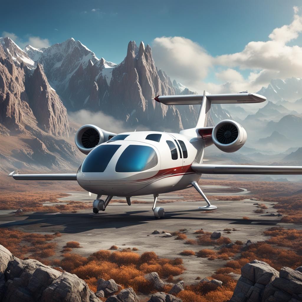 Futuristic Jet Cessna Landing: Matte Painting