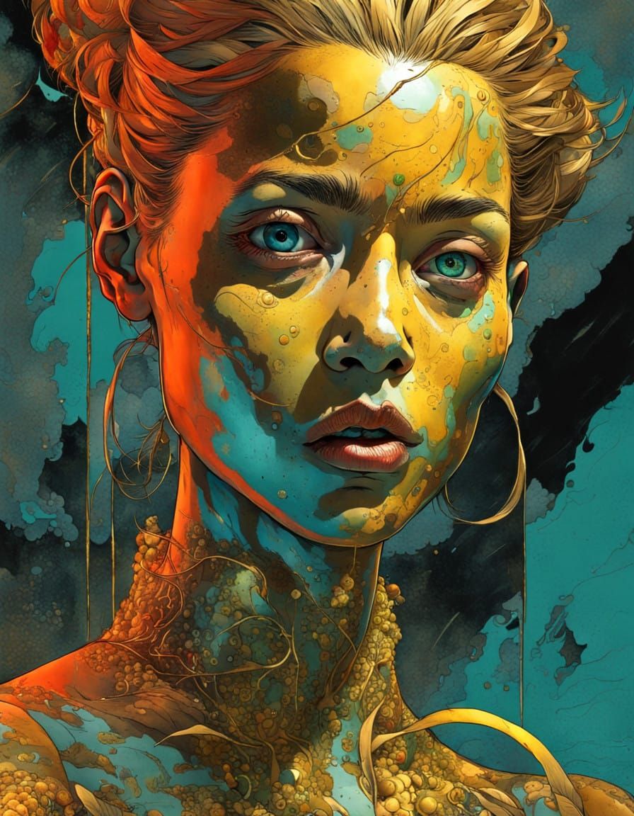 Mysterious French Teacher in Vibrant, Detailed Portrait