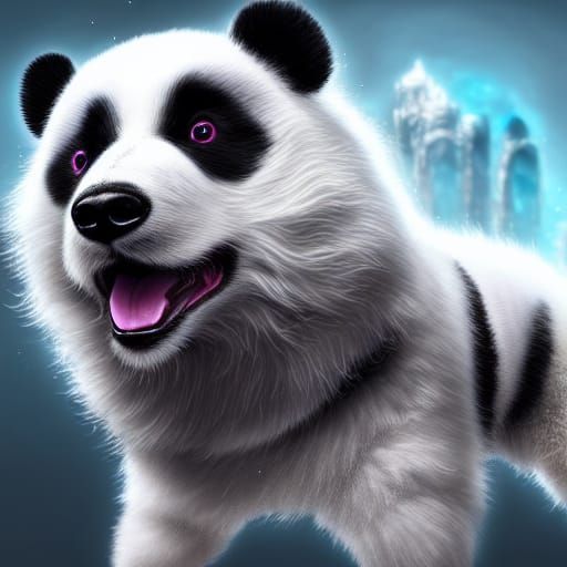Fluffy Panda Dog Hybrid in Detailed Matte Painting