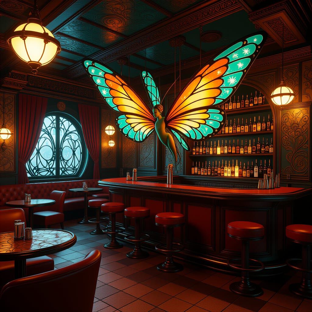 Fantasy Fairy Dive Bar in 1950s Style