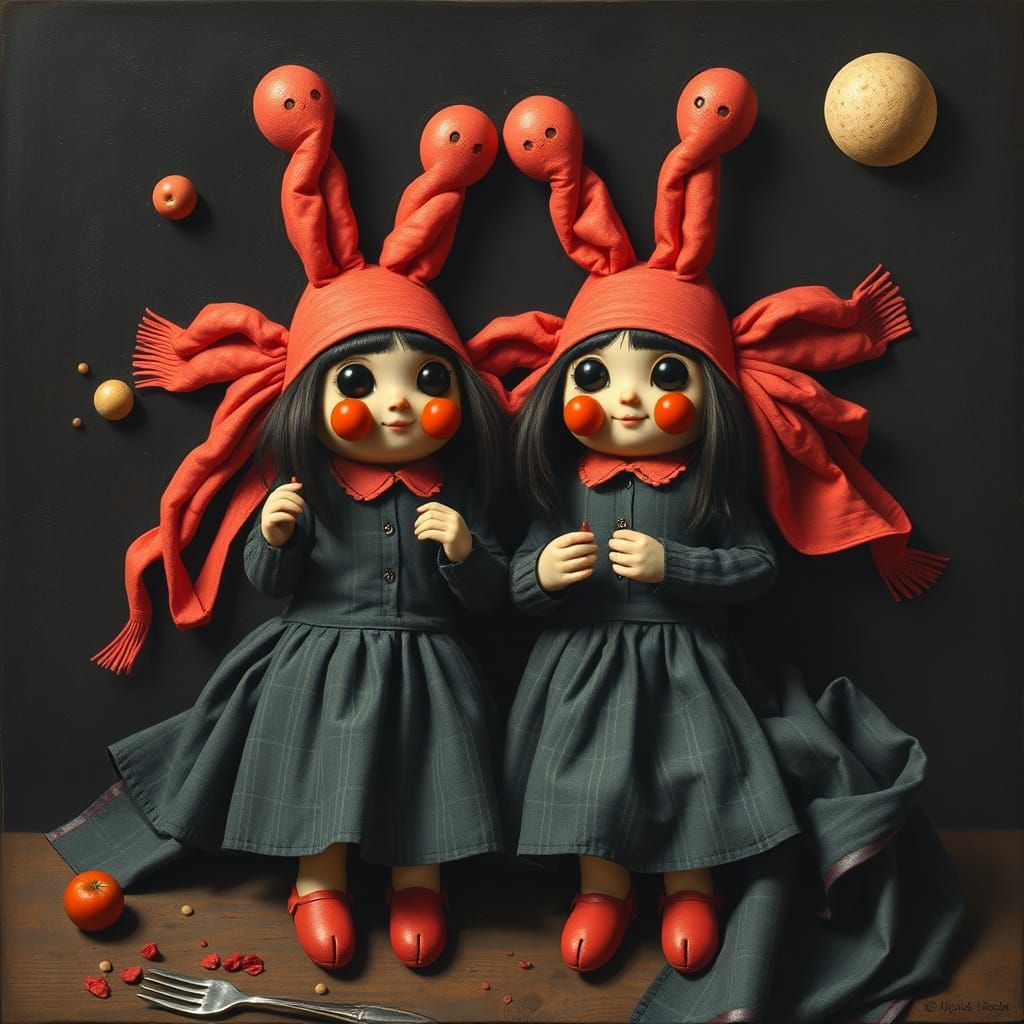 Constructivist Macabre Nightmares in Impasto Style