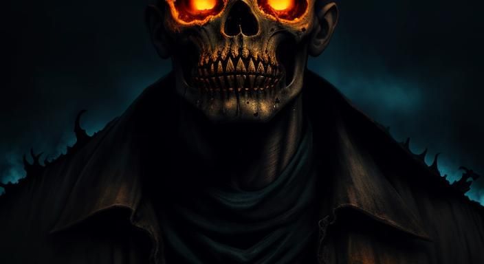 Burning Pumpkin Man: Dark Fantasy Concept Art