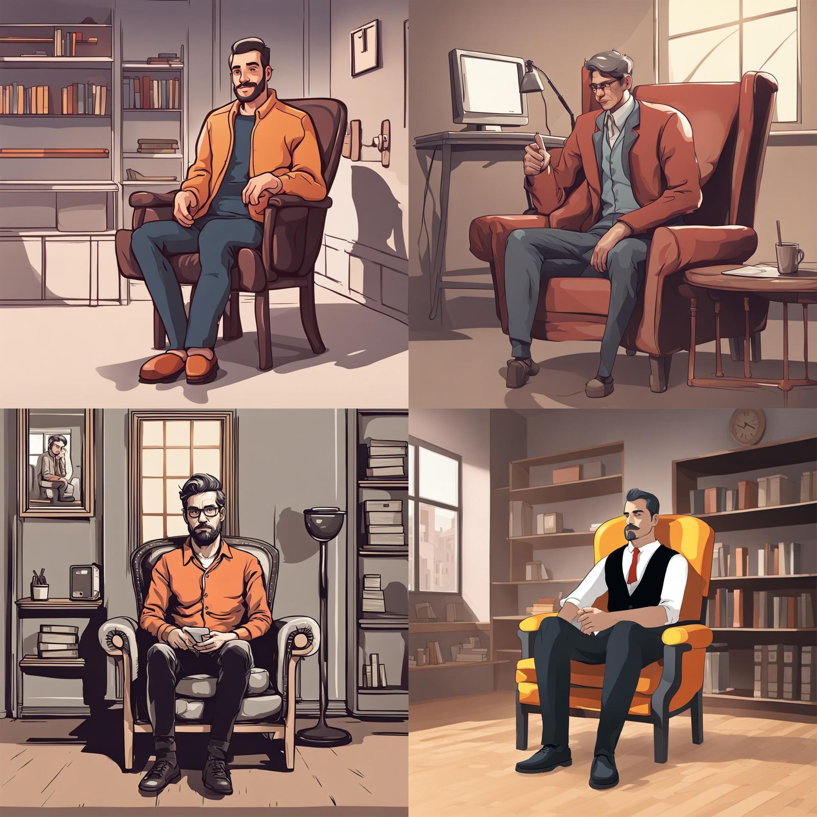 Man Sitting in Chair, Digital Render