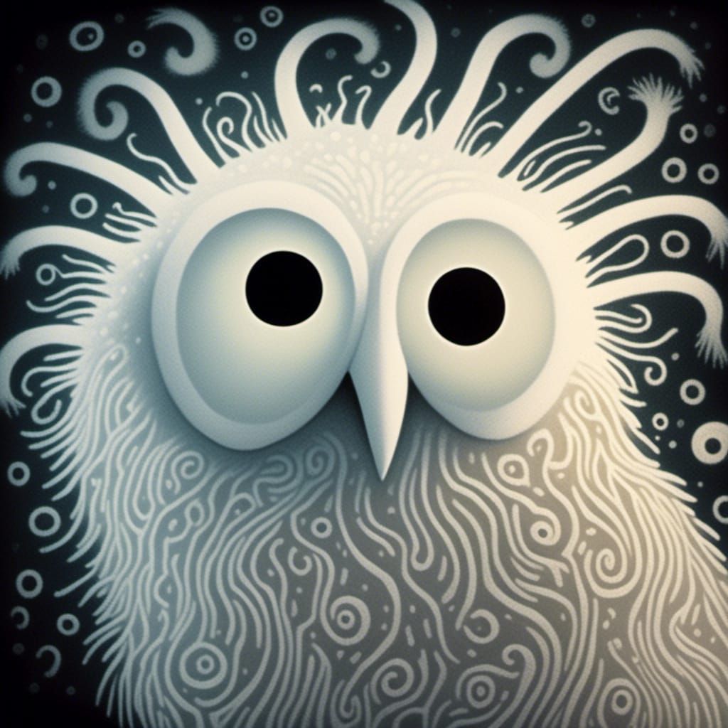 Ghostly Owl with Shimmering Feathers in Soft Focus