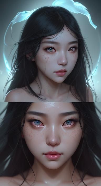 Korean ulzzang,huge lips, beautiful eyes, 8k resolution concept art