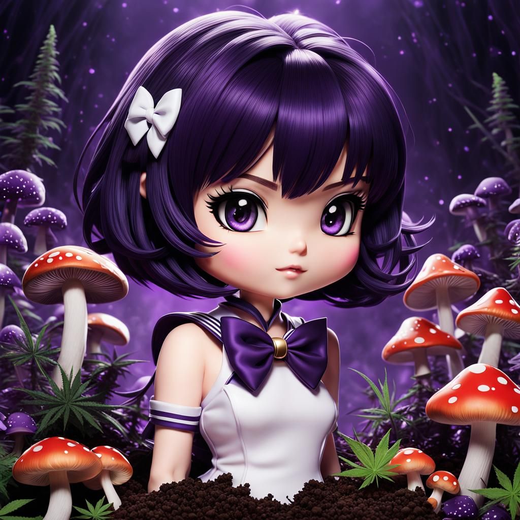Chibi Sailor Saturn Surrounded by Magical Forest