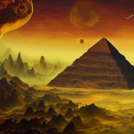Celestial Royals Oversee Pyramid Construction in Lyrical Abs...