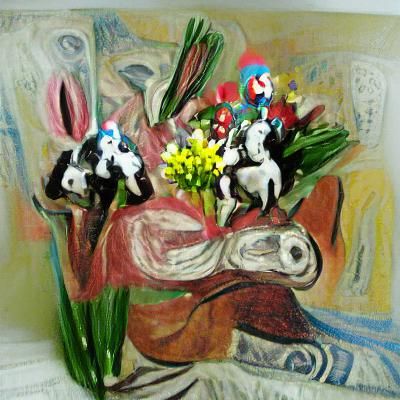 Horse Easter with flowers Picasso renaissance painting beautiful