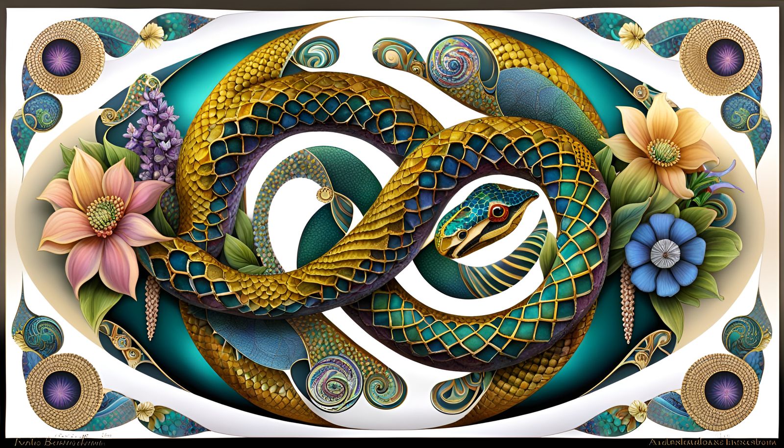Bandi Bandi Snake with Fractals and Nordic Runes