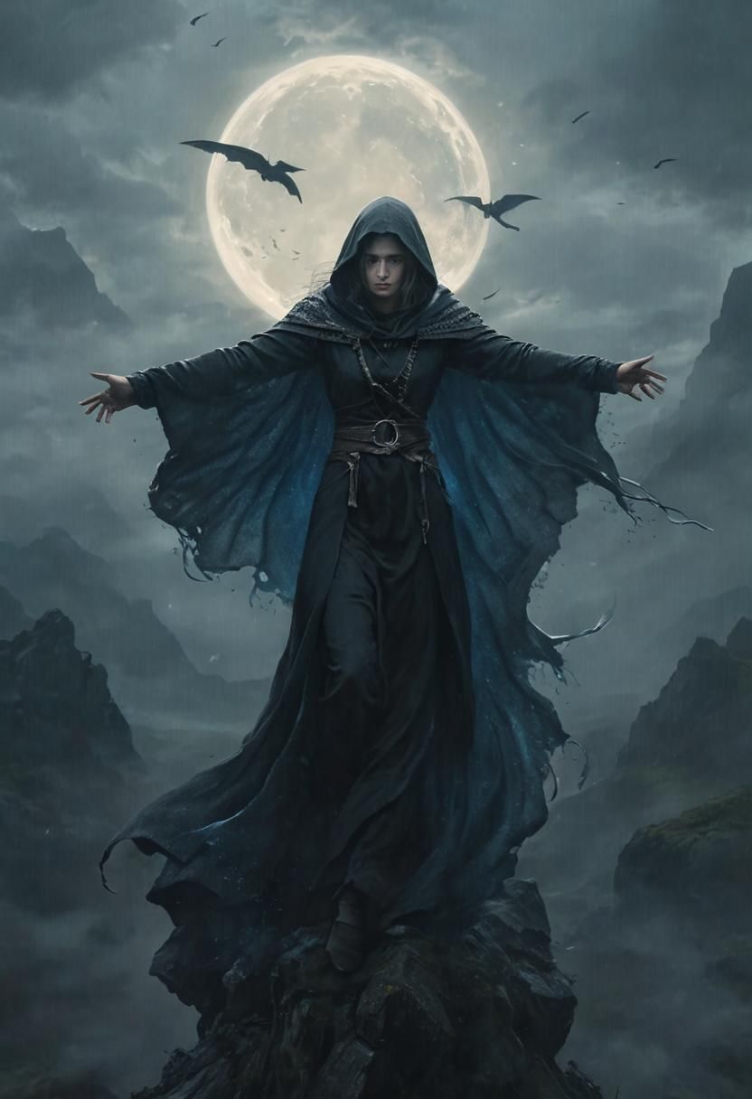 Mysterious Lady in Black Dress: Photorealistic Portrait