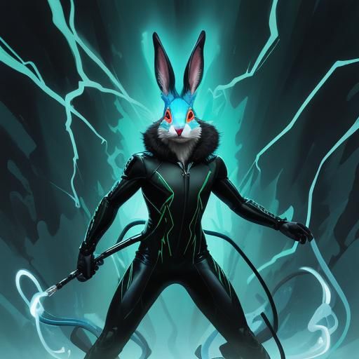 Humanoid Hare Comic Book Art in Gouache Style