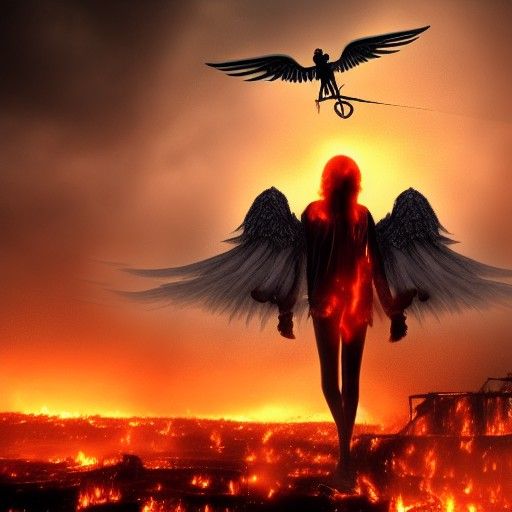 Angel of Death over Dystopian Landscape in 8K