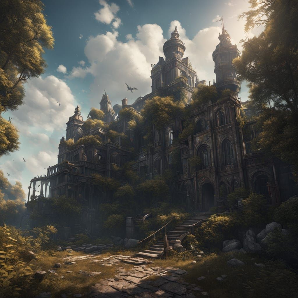 Fantastical Abandoned House with Intricate Detail