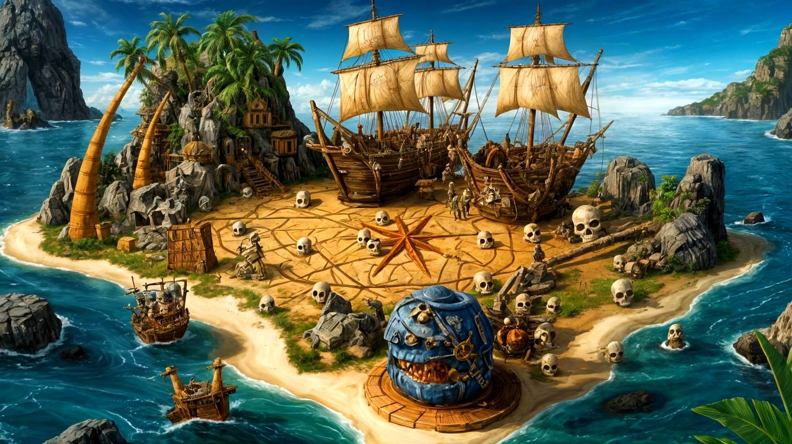 Pirate Treasure Den in Epic Fantasy Art Style