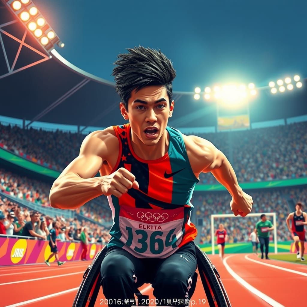 Paralympic Athlete in Pop Art Style