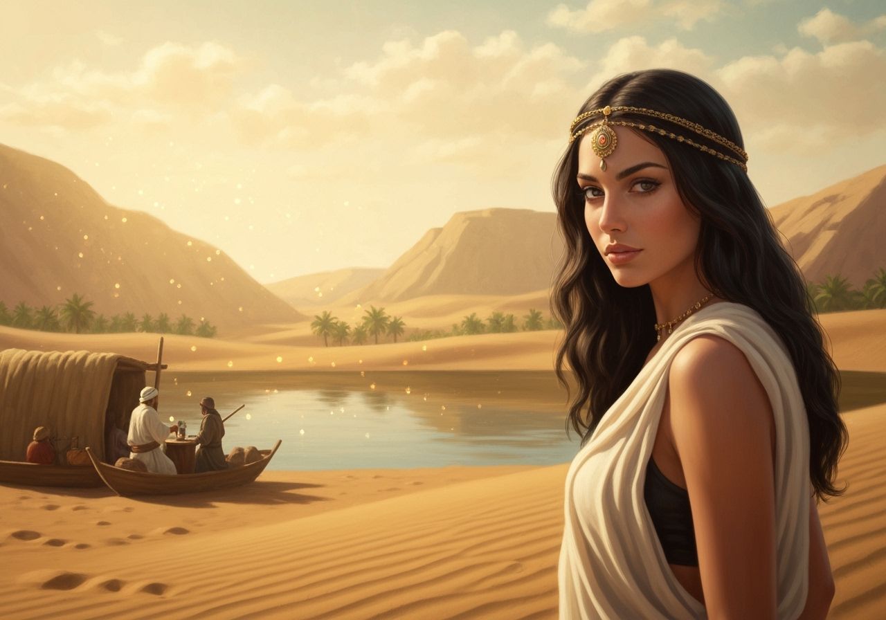 Desert Oasis: Shimmering Mirage with Arab Maiden