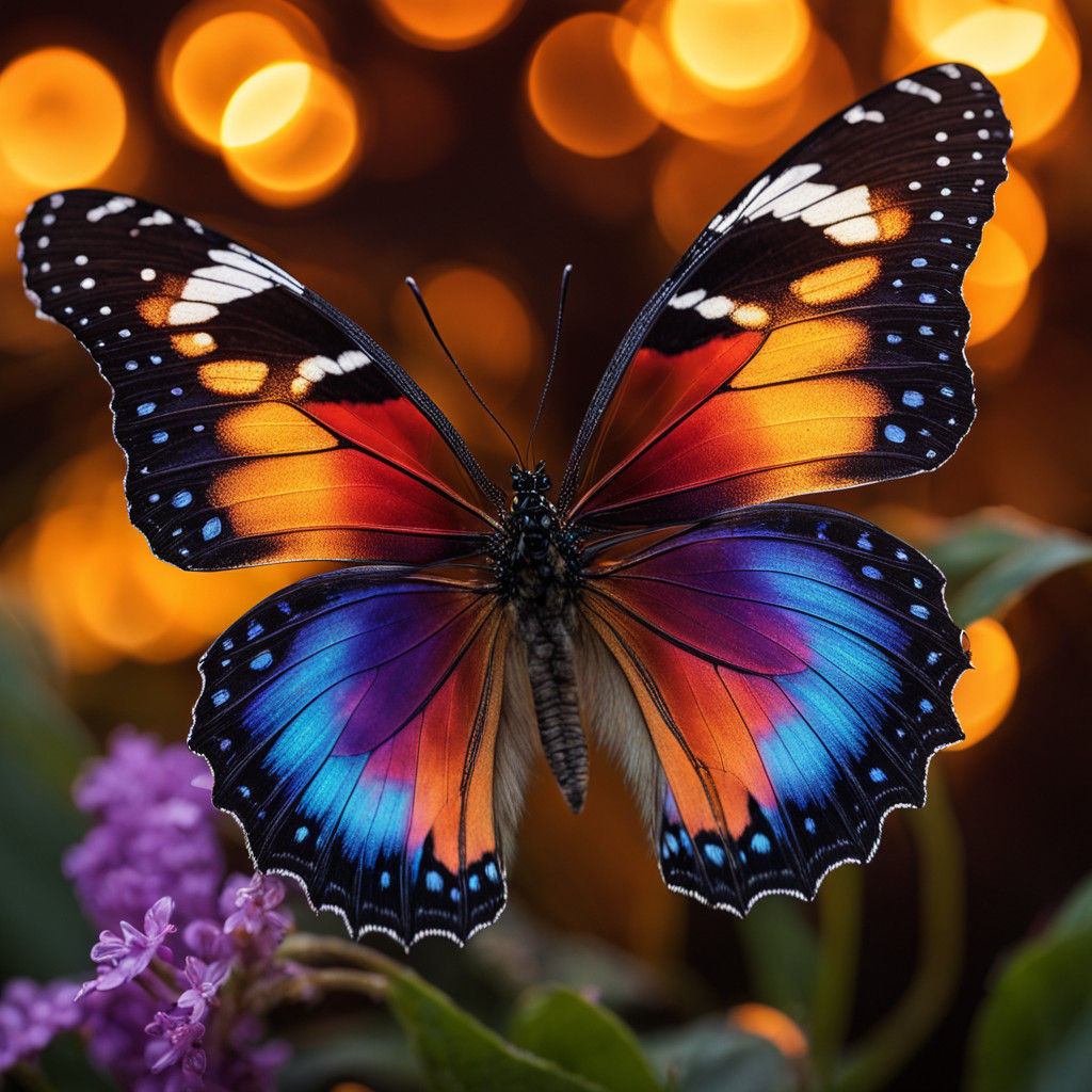 <lora:PR AlcoholWCGlass:1.0> <lora:Fairy Lights:1.0> A close-up, highly detailed photograph of a stunning butterfly, fea...