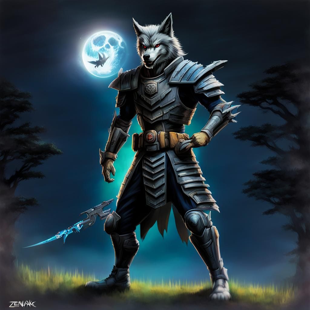 Zen-Aku Wolf with Zords in Wild Force Art