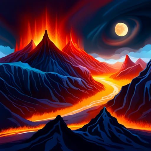 Volcanic Hellscape with Dragons and Fire-worms