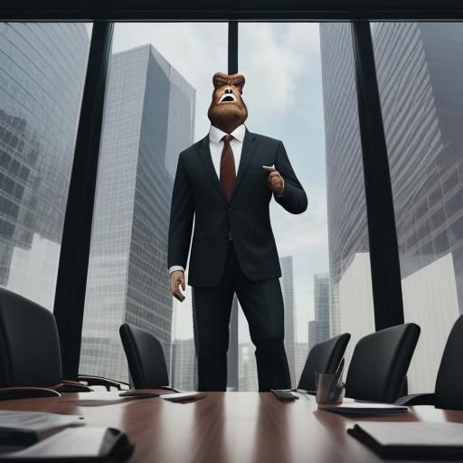 Bigfoot Attends Business Meeting in a Suit