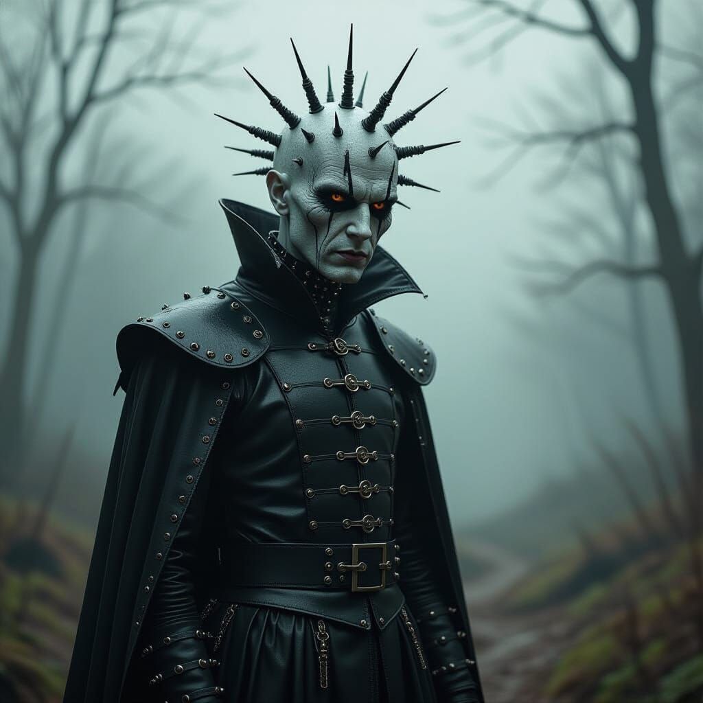 Pinhead in a Hellish Landscape as Gothic Horror Art