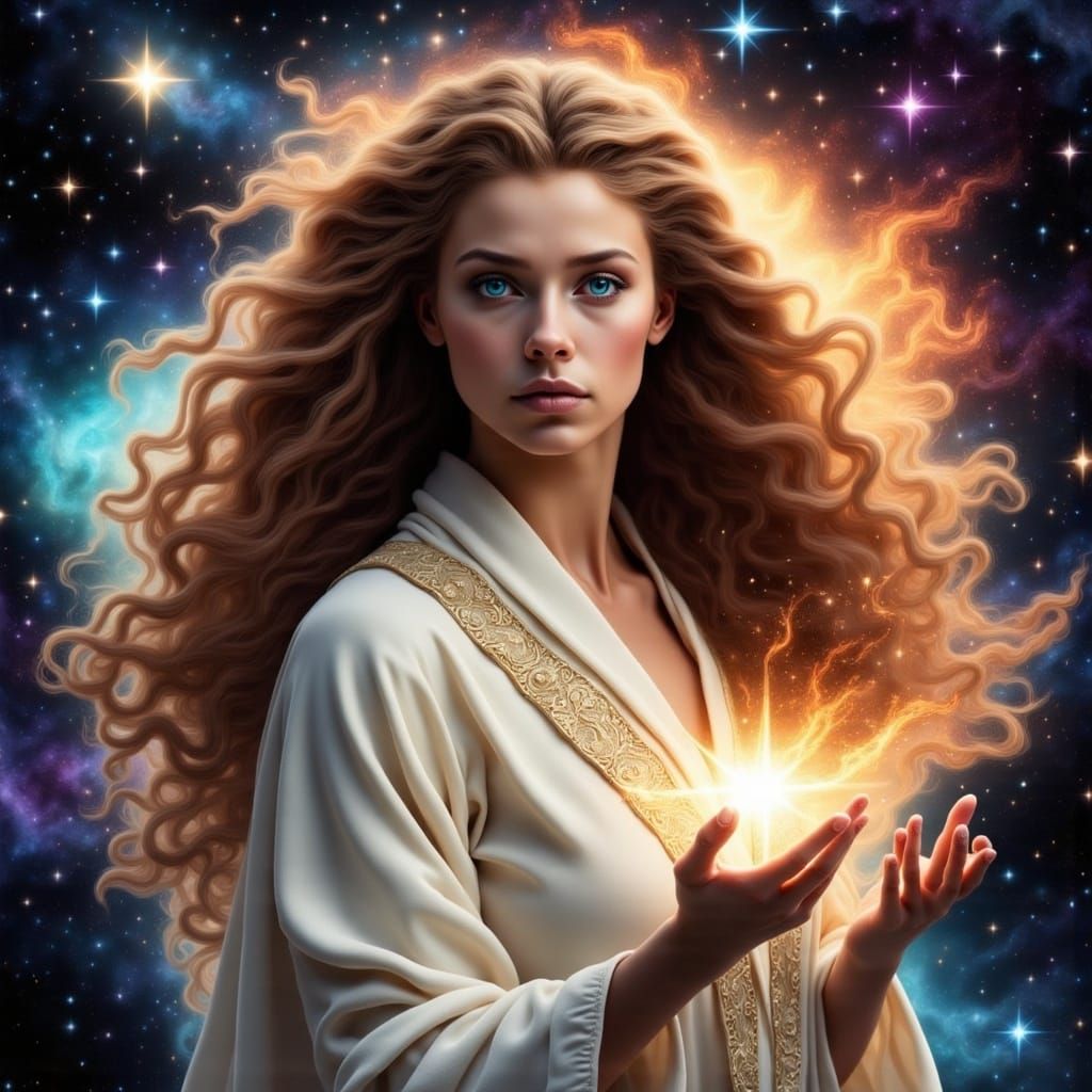 Elegant Hermione Granger Casts a Vibrant Spell Under Starlit...