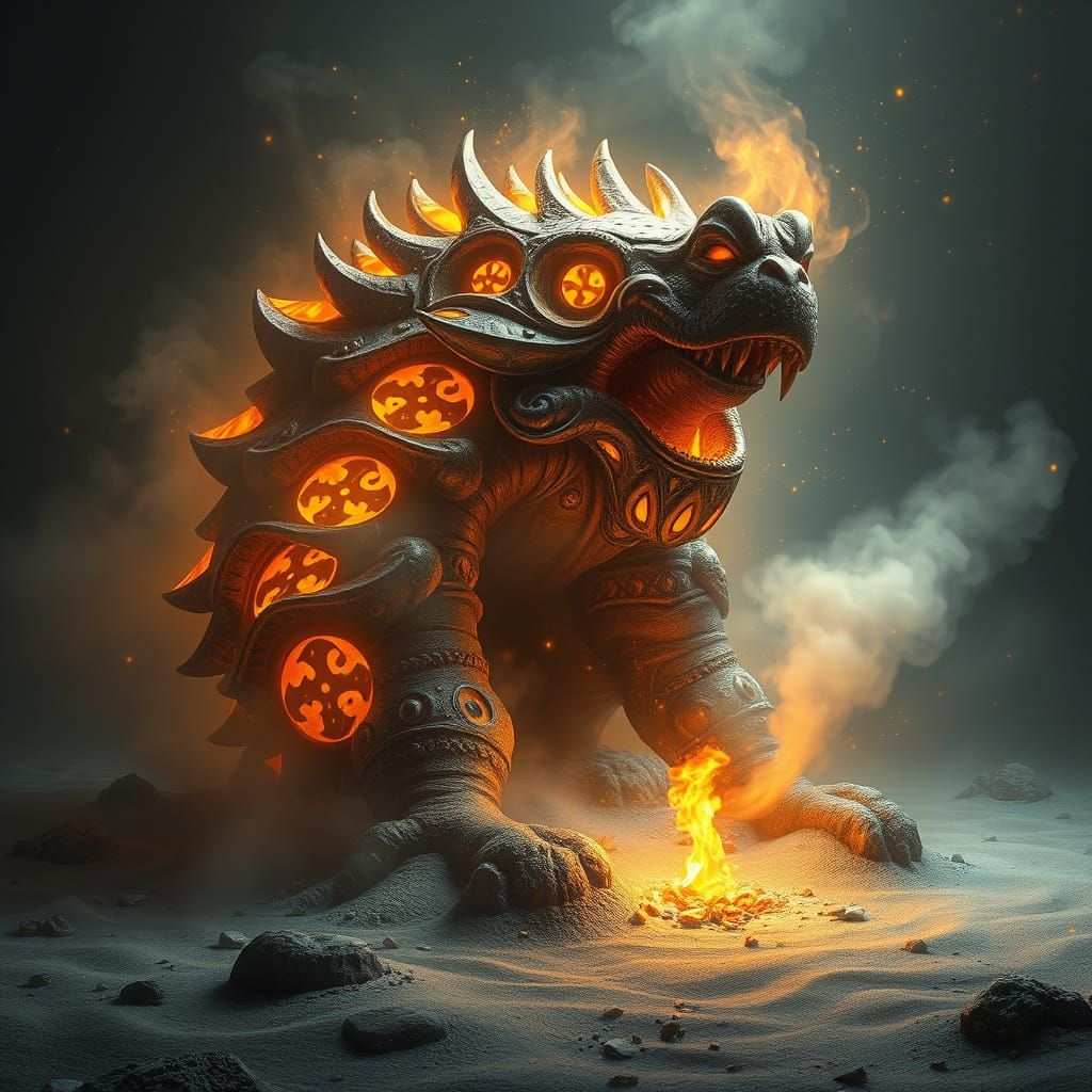 Fantastical Horn Surrounded by Golden Aura and Mystical Magi...