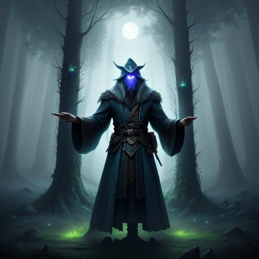 Mystical Wizard in Forest: Digital Matte Painting