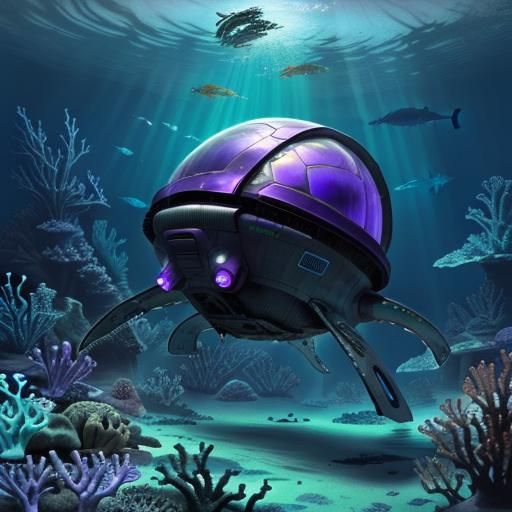 Crashed Spaceship on Alien Ocean Floor